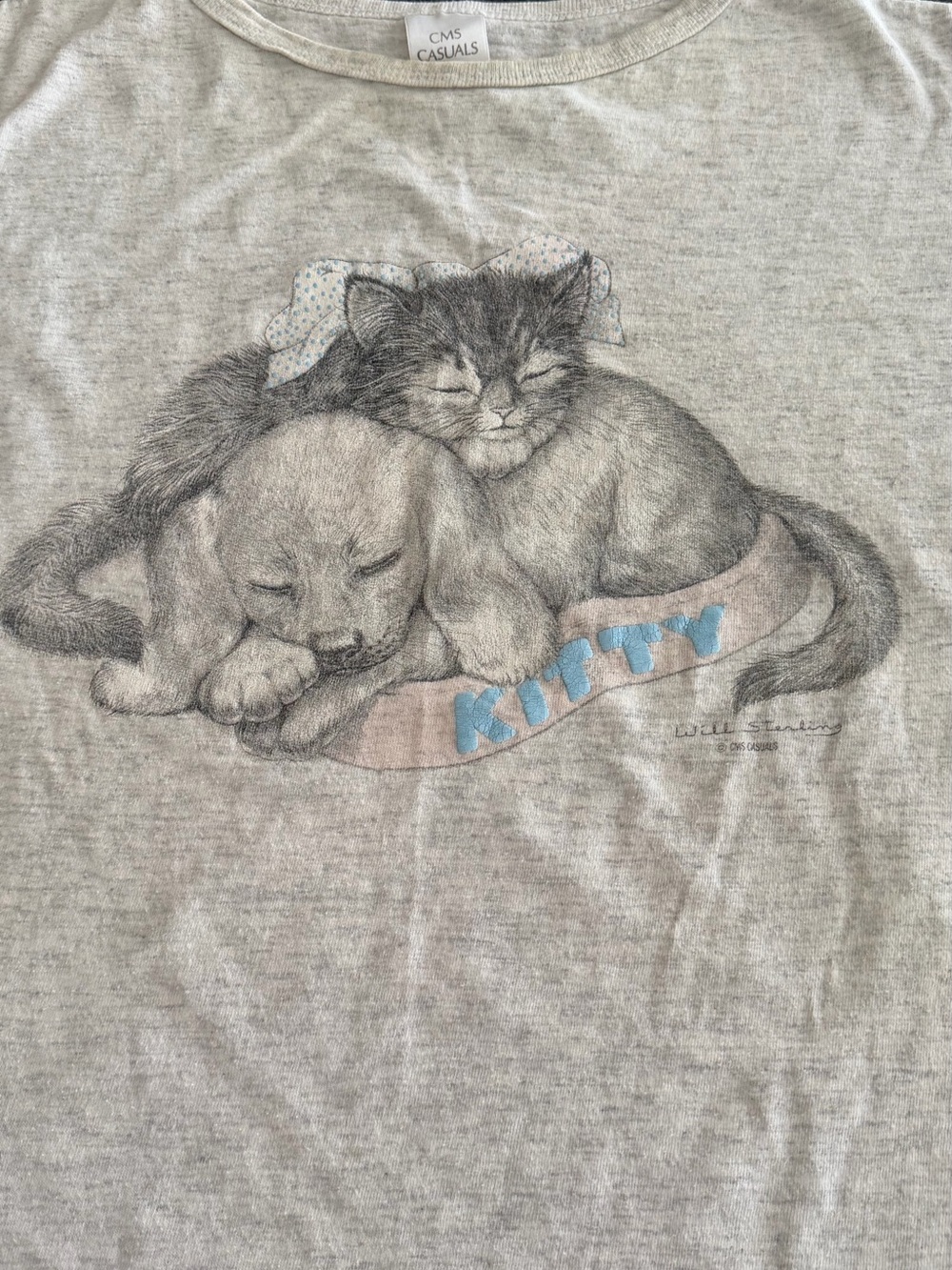 Vintage 80s CMS Casuals Kitten Puppy T-Shirt One Size Single Stitch Made in USA